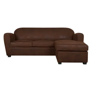 Canapé d'angle microfibre aspect cuir vieilli Owen
